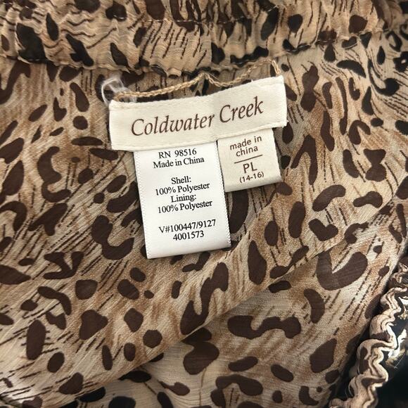 Coldwater Creek Women Maxi Skirt PL Brown Abstract Leopard Flowy Boho Whimsigoth - Picture 2 of 8